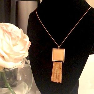 LOFT ROSE GOLD WITH PEACH GEM AND FRINGE NECKLACE